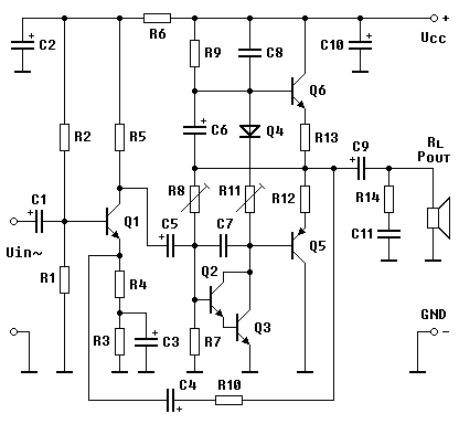 Output-Transformerless Complementary Push-Pull Amplifier